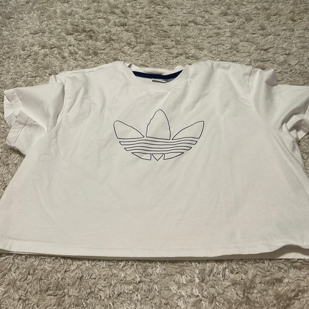 White adidas cropped tee